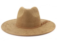 a tan cowboy hat on a white background